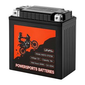 VEVOR Motorcycle Battery, 12 Volt 7Ah, LiFePO4 Lithium Pre-Charged Powersports Battery, Maintenance Free & High Performance, Compatible with ATV