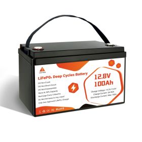 12V 100Ah LiFePO4 Battery, Lithium Battery Built-in 100A BMS 1280Wh, Deep Cycle Battery Up to 12000 Cycle Times, Iron Phosphate Battery for RV, S