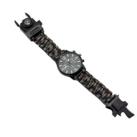 Outdoor Multi function Camping Survival Watch Bracelet Tools With LED Light (Color: CAMO-Multi Color)