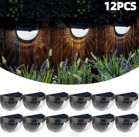 6 Pack Solar Fence Lights Outdoor Waterproof  Solar Powered Deck Step Stair Post Wall Lights Outdoor Lighting For Deck  Black (Option: White Lights-12PCS)